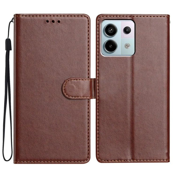 For Xiaomi Redmi Note 13 Pro 5G  /  Poco X6 5G Leather Phone Case Wallet Stand Cover with Handy Strap