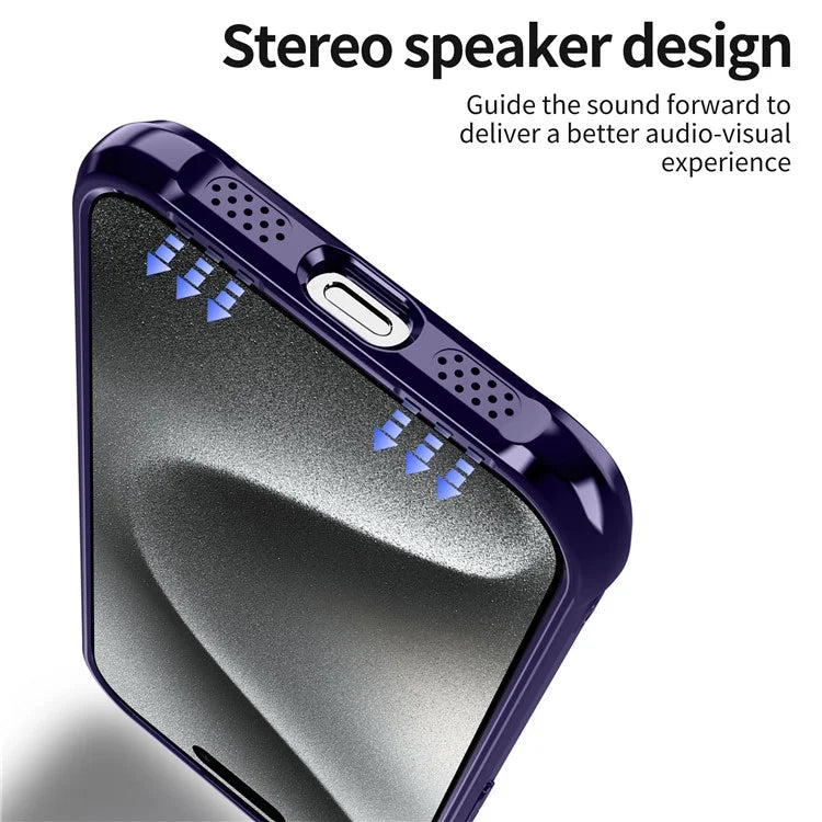 LEEU DESIGN For iPhone 16 Pro Max Case 6D Stereo Sound Hole Acrylic + TPU Phone Cover