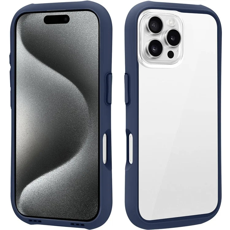 LEEU DESIGN For iPhone 16 Pro Max Case Stereo Sound Hole TPU+Tempered Glass Clear Phone Cover