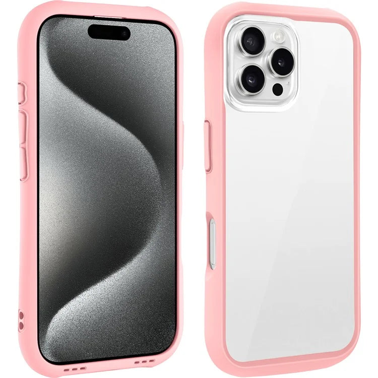 LEEU DESIGN For iPhone 16 Pro Max Case Stereo Sound Hole TPU+Tempered Glass Clear Phone Cover