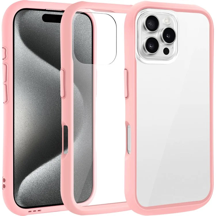 LEEU DESIGN For iPhone 16 Pro Max Case Stereo Sound Hole TPU+Tempered Glass Clear Phone Cover