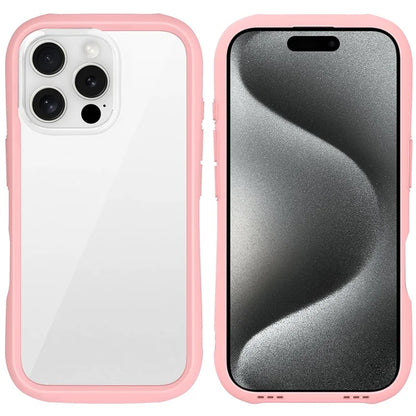LEEU DESIGN For iPhone 16 Pro Max Case Stereo Sound Hole TPU+Tempered Glass Clear Phone Cover