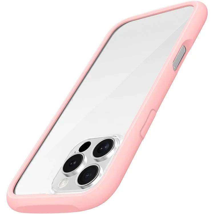 LEEU DESIGN For iPhone 16 Pro Max Case Stereo Sound Hole TPU+Tempered Glass Clear Phone Cover
