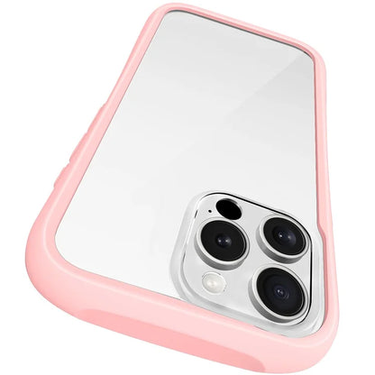 LEEU DESIGN For iPhone 16 Pro Max Case Stereo Sound Hole TPU+Tempered Glass Clear Phone Cover