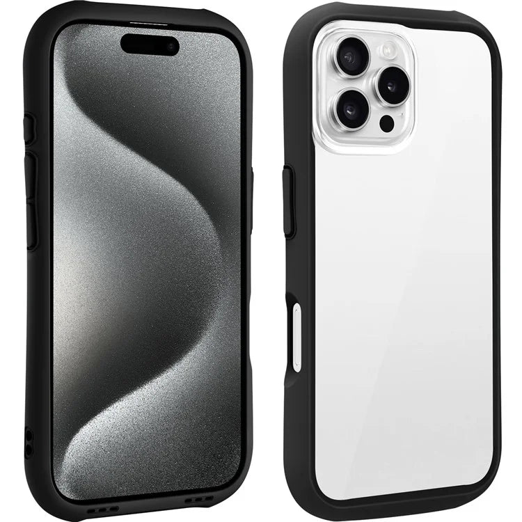 LEEU DESIGN For iPhone 16 Pro Max Case Stereo Sound Hole TPU+Tempered Glass Clear Phone Cover