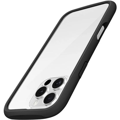 LEEU DESIGN For iPhone 16 Pro Max Case Stereo Sound Hole TPU+Tempered Glass Clear Phone Cover