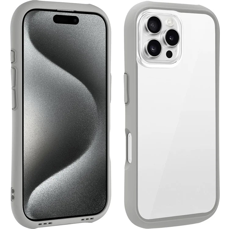 LEEU DESIGN For iPhone 16 Pro Max Case Stereo Sound Hole TPU+Tempered Glass Clear Phone Cover