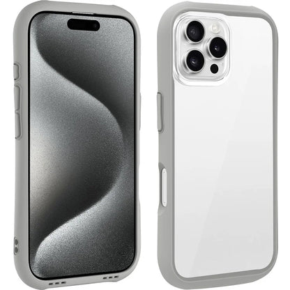 LEEU DESIGN For iPhone 16 Pro Max Case Stereo Sound Hole TPU+Tempered Glass Clear Phone Cover