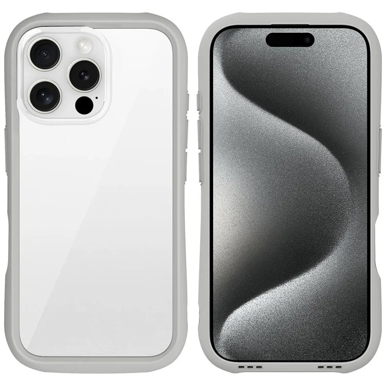 LEEU DESIGN For iPhone 16 Pro Max Case Stereo Sound Hole TPU+Tempered Glass Clear Phone Cover