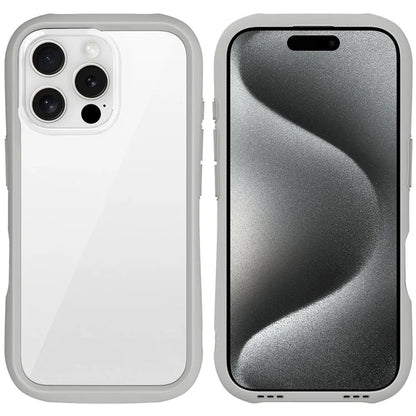 LEEU DESIGN For iPhone 16 Pro Max Case Stereo Sound Hole TPU+Tempered Glass Clear Phone Cover