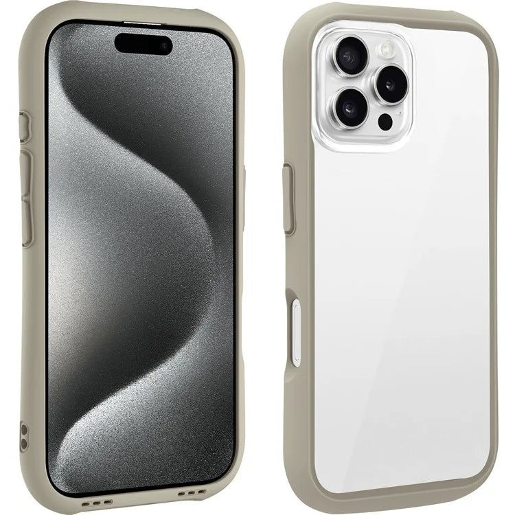LEEU DESIGN For iPhone 16 Pro Max Case Stereo Sound Hole TPU+Tempered Glass Clear Phone Cover