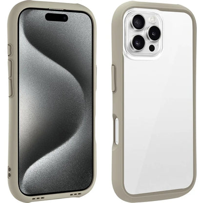 LEEU DESIGN For iPhone 16 Pro Max Case Stereo Sound Hole TPU+Tempered Glass Clear Phone Cover