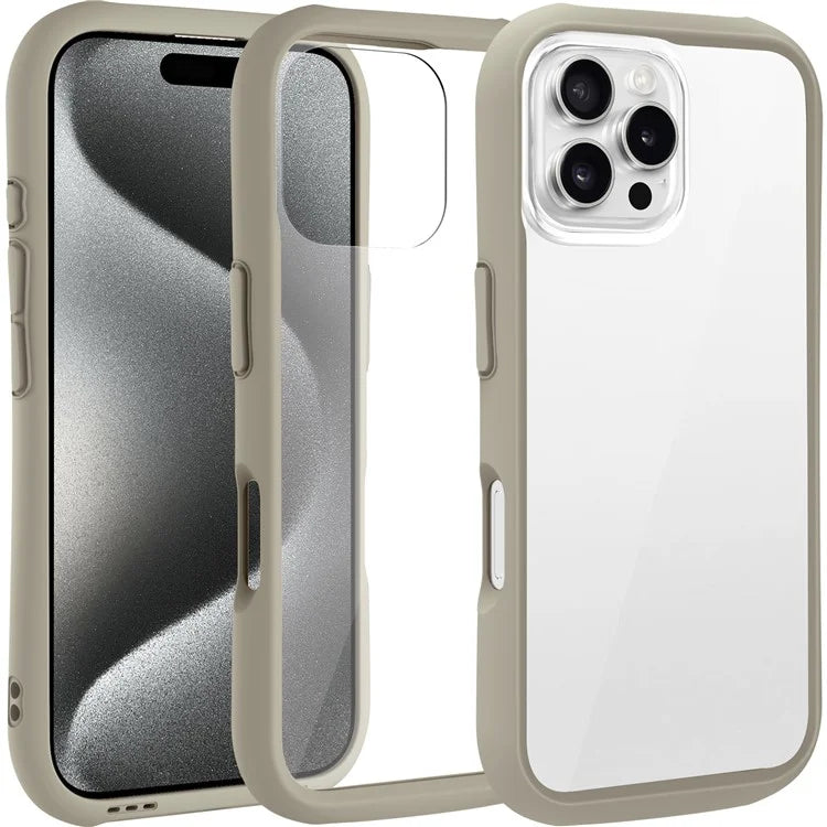 LEEU DESIGN For iPhone 16 Pro Max Case Stereo Sound Hole TPU+Tempered Glass Clear Phone Cover