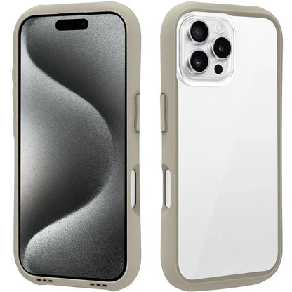 LEEU DESIGN For iPhone 16 Pro Max Case Stereo Sound Hole TPU+Tempered Glass Clear Phone Cover