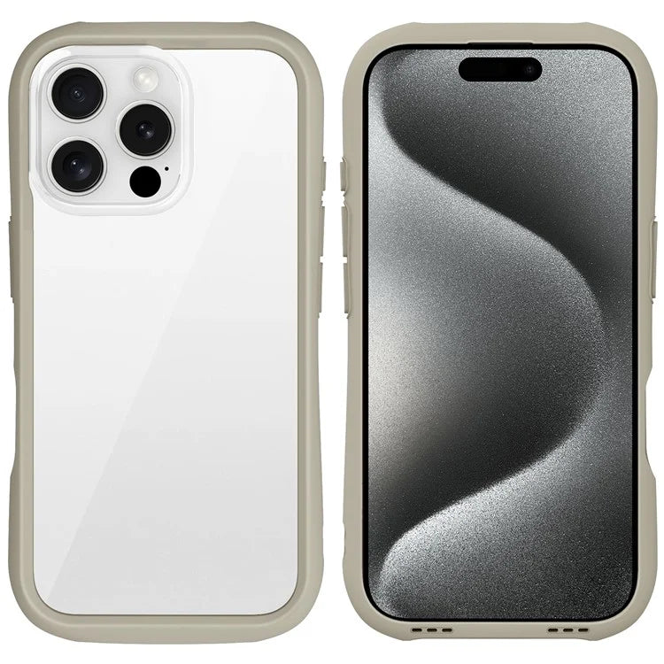 LEEU DESIGN For iPhone 16 Pro Max Case Stereo Sound Hole TPU+Tempered Glass Clear Phone Cover