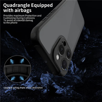 LEEU DESIGN for iPhone 16 Pro Max Case 3D Stereo Sound Hole Acrylic+TPU Corners Cushioning Phone Cover