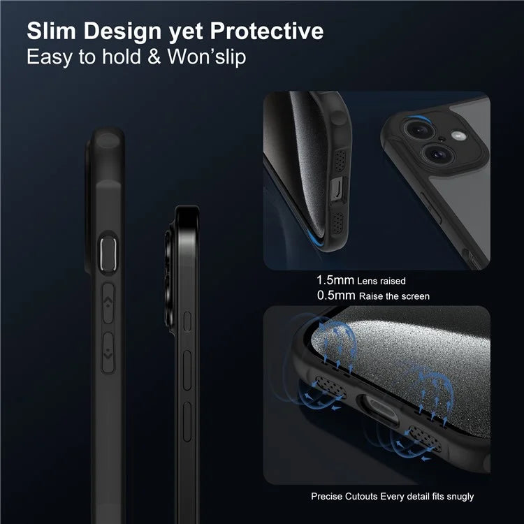 LEEU DESIGN for iPhone 16 Pro Max Case 3D Stereo Sound Hole Acrylic+TPU Corners Cushioning Phone Cover