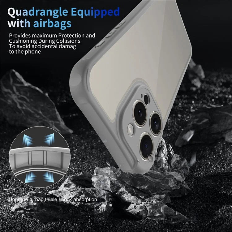 LEEU DESIGN for iPhone 16 Pro Max Case 3D Stereo Sound Hole Acrylic+TPU Corners Cushioning Phone Cover