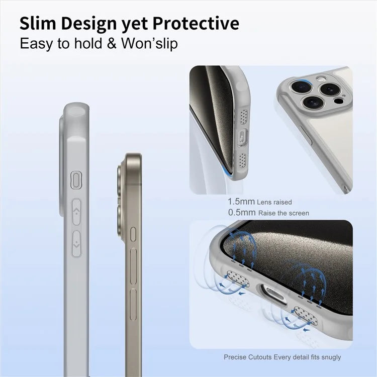 LEEU DESIGN for iPhone 16 Pro Max Case 3D Stereo Sound Hole Acrylic+TPU Corners Cushioning Phone Cover
