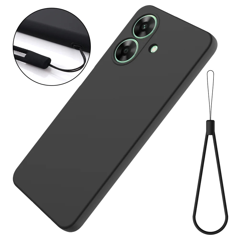 For Realme Note 60 Case Liquid Silicone Anti-Scratch Phone Cover with Hand Strap