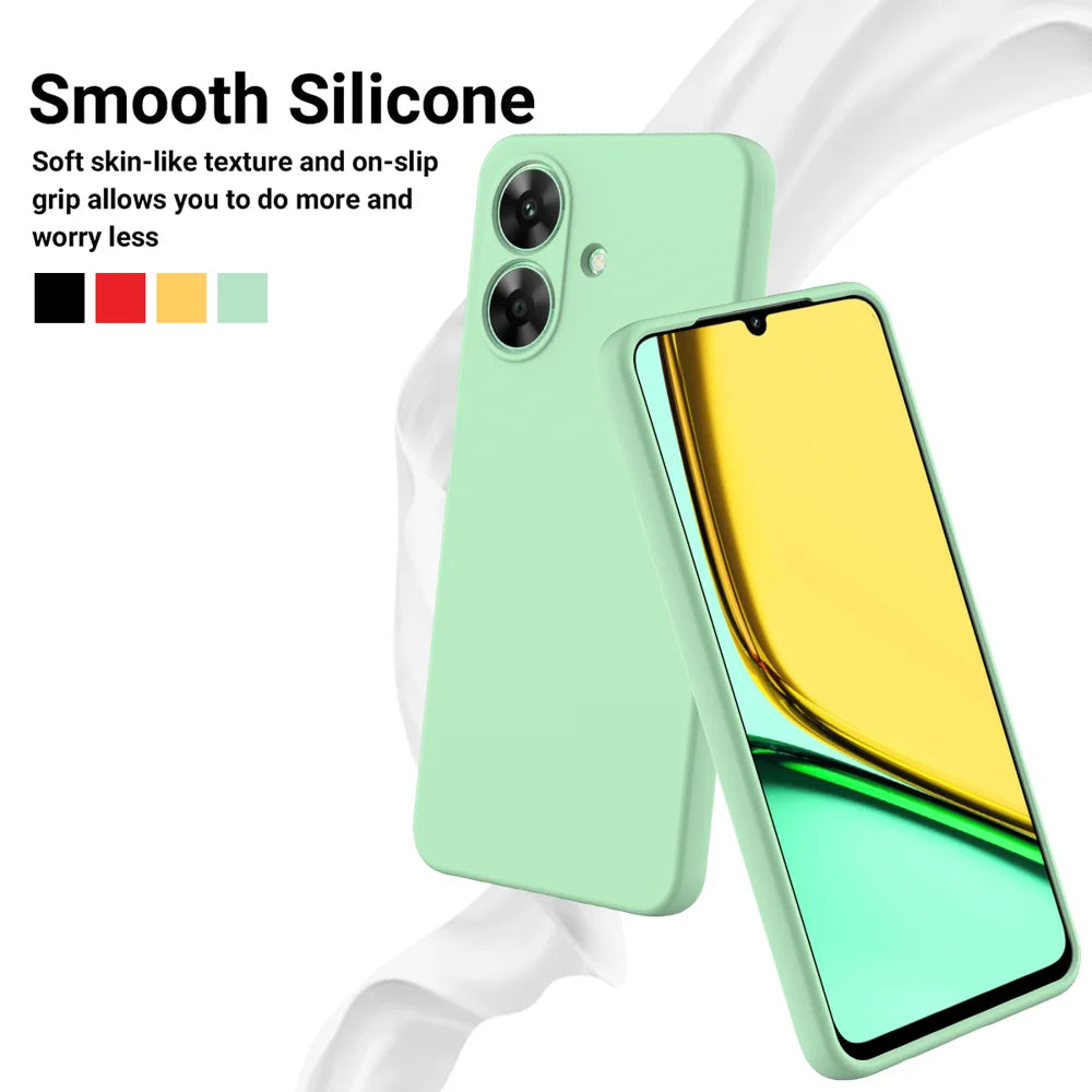 For Realme Note 60 Case Liquid Silicone Anti-Scratch Phone Cover with Hand Strap