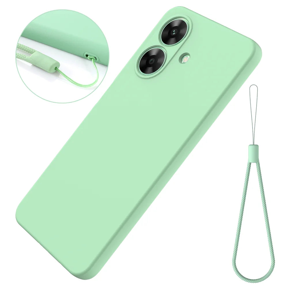 For Realme Note 60 Case Liquid Silicone Anti-Scratch Phone Cover with Hand Strap