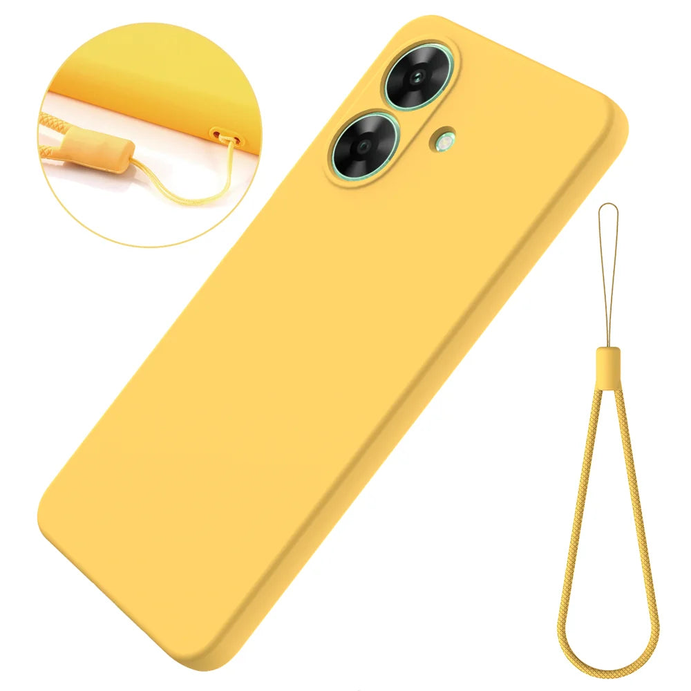 For Realme Note 60 Case Liquid Silicone Anti-Scratch Phone Cover with Hand Strap