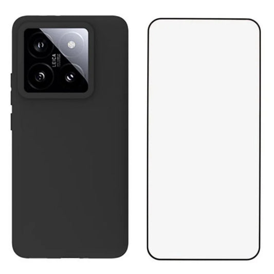 WANLONFENG MS Series for Xiaomi 14T Pro TPU Case Matte Cover with Screen Film (Big Lens Hole)