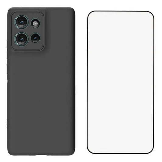 WANLONFENG MS Series for Motorola Edge 50 5G TPU Case Matte Cover with Screen Film (Big Lens Hole)