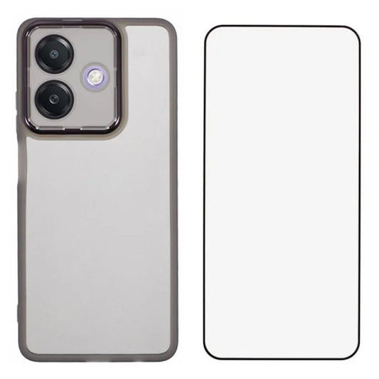 WANLONFENG DKSM Series for Oppo A3x 5G (India) TPU Case Electroplated Frame with Tempered Glass