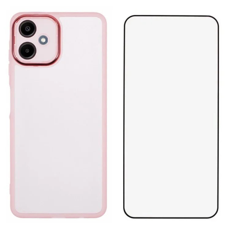 WANLONFENG DKSM Series for Samsung Galaxy A06 TPU Case Electroplated Frame with Tempered Glass