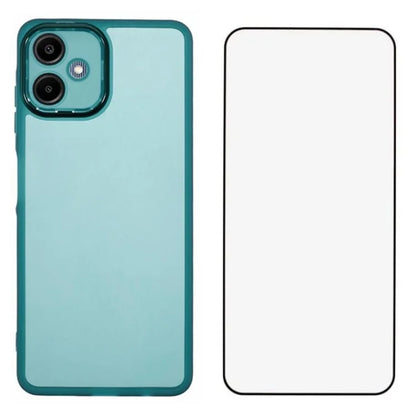 WANLONFENG DKSM Series for Samsung Galaxy A06 TPU Case Electroplated Frame with Tempered Glass
