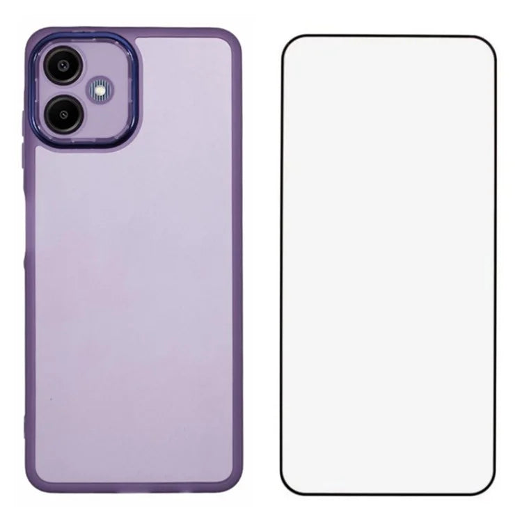 WANLONFENG DKSM Series for Samsung Galaxy A06 TPU Case Electroplated Frame with Tempered Glass