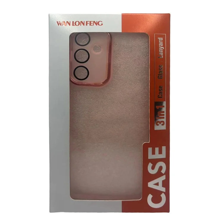 WANLONFENG DKSM Series for Samsung Galaxy A06 TPU Case Electroplated Frame with Tempered Glass