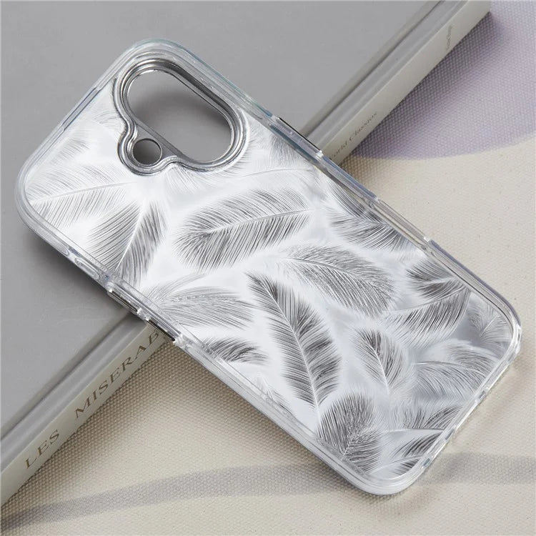 For iPhone 16 Case Silicone+PC IMD Laser Texture Matte Phone Cover