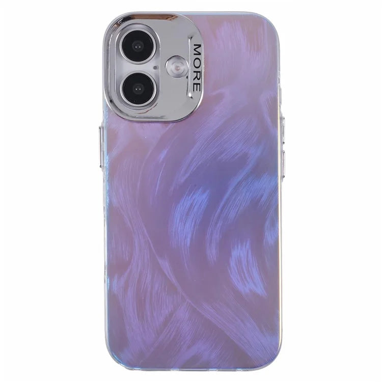 For iPhone 16 Case Silicone+PC IMD Laser Texture Matte Phone Cover