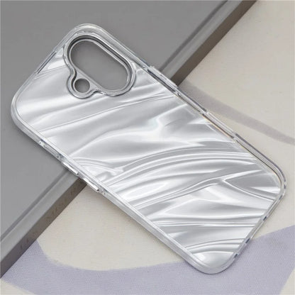 For iPhone 16 Case Silicone+PC IMD Laser Texture Matte Phone Cover