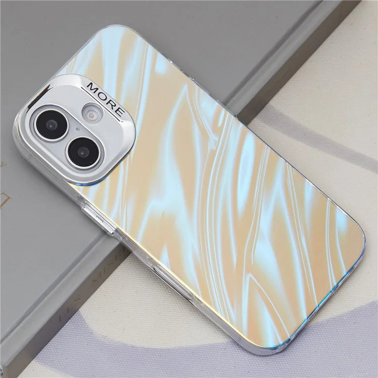 For iPhone 16 Case Silicone+PC IMD Laser Texture Matte Phone Cover