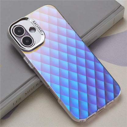 For iPhone 16 Case Silicone+PC IMD Laser Texture Matte Phone Cover