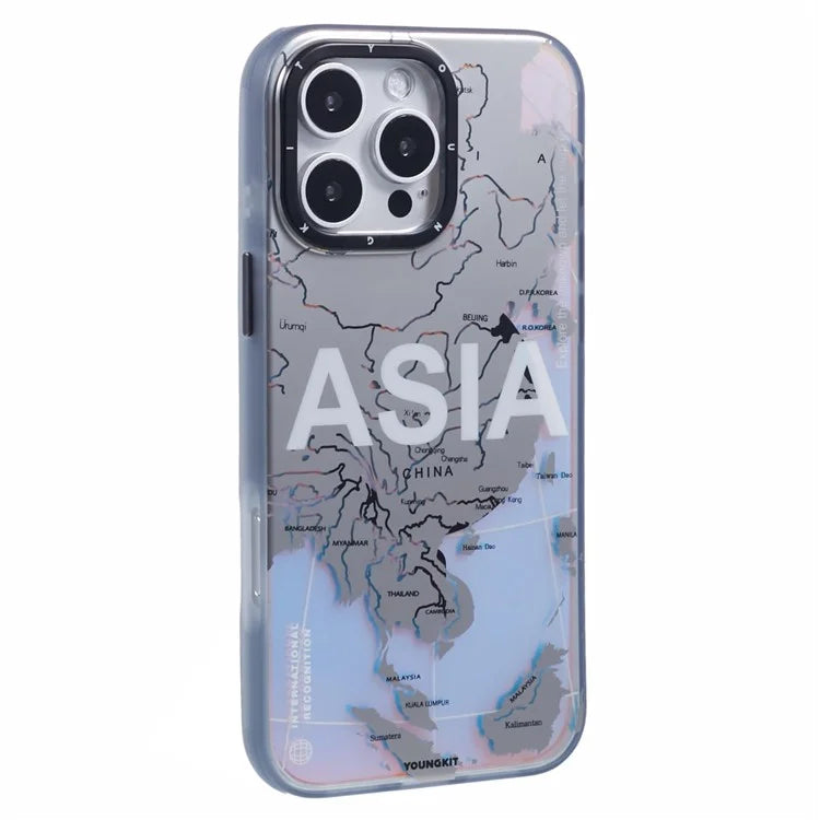 YOUNGKIT Global Series for iPhone 16 Pro Magnetic Case IMD Map Design PC+TPU Phone Cover