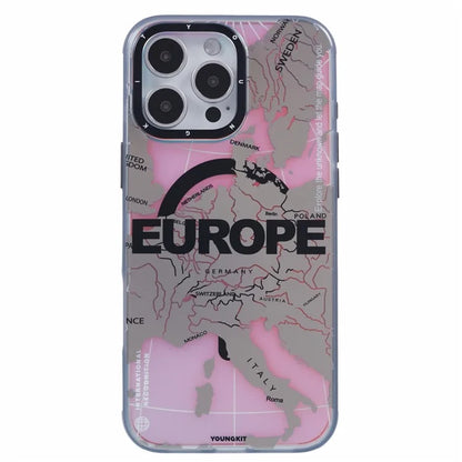 YOUNGKIT Global Series for iPhone 16 Pro Magnetic Case IMD Map Design PC+TPU Phone Cover