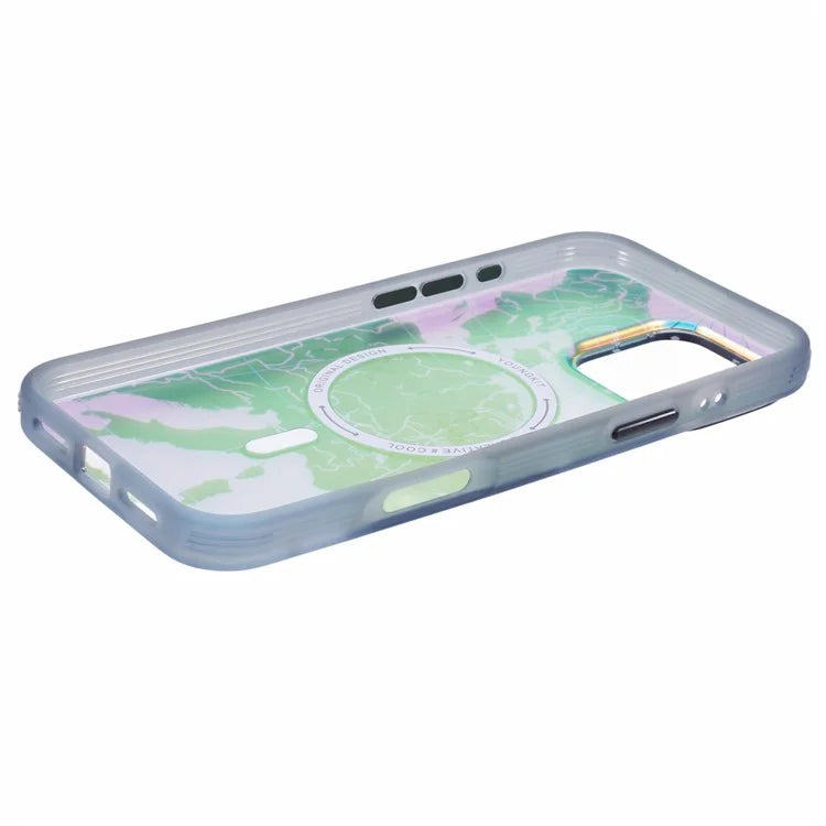 YOUNGKIT Global Series for iPhone 16 Pro Magnetic Case IMD Map Design PC+TPU Phone Cover