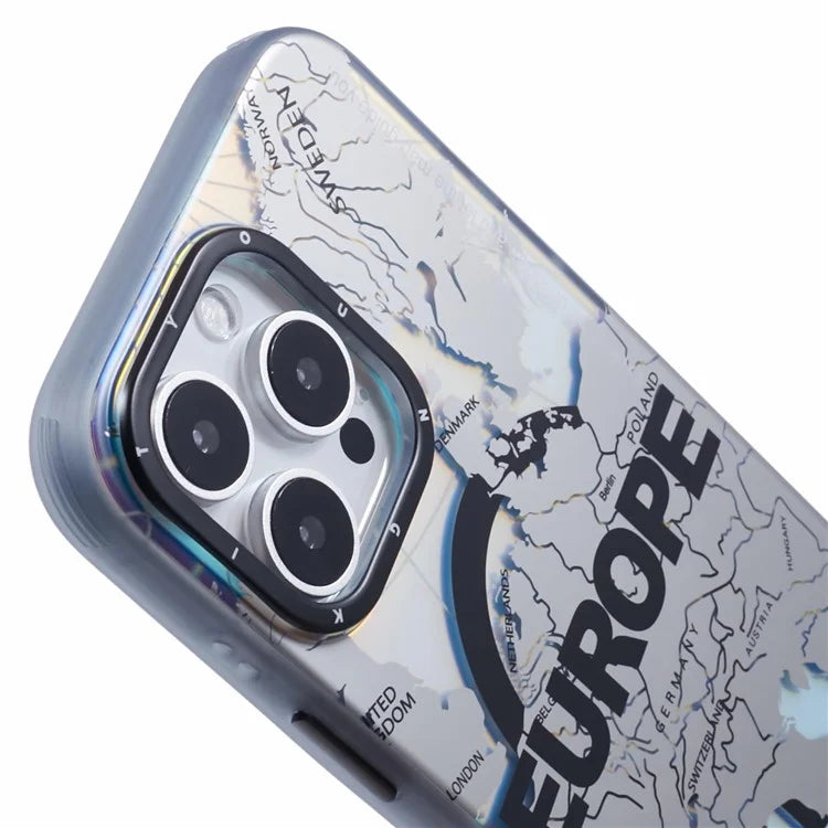 YOUNGKIT Global Series for iPhone 16 Pro Magnetic Case IMD Map Design PC+TPU Phone Cover