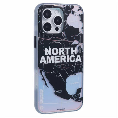 YOUNGKIT Global Series for iPhone 16 Pro Magnetic Case IMD Map Design PC+TPU Phone Cover