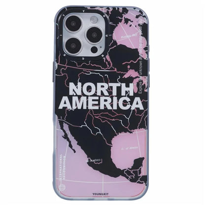 YOUNGKIT Global Series for iPhone 16 Pro Magnetic Case IMD Map Design PC+TPU Phone Cover