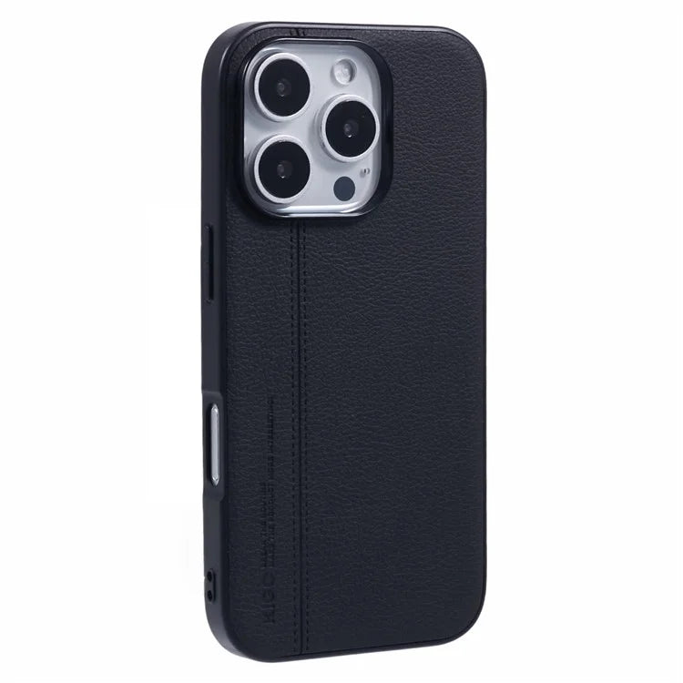 KIGC For iPhone 15 Pro Case Litchi Texture Leather Coated PC+TPU Phone Cover