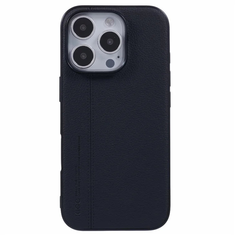 KIGC For iPhone 15 Pro Case Litchi Texture Leather Coated PC+TPU Phone Cover