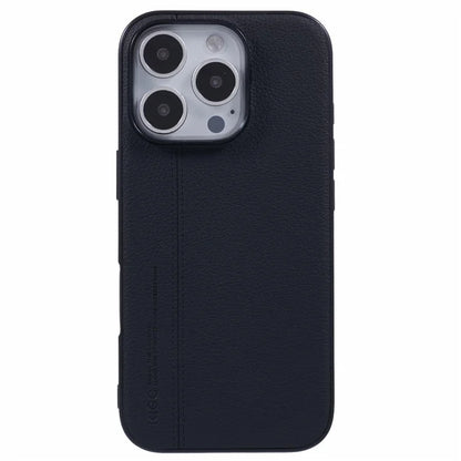 KIGC For iPhone 15 Pro Case Litchi Texture Leather Coated PC+TPU Phone Cover