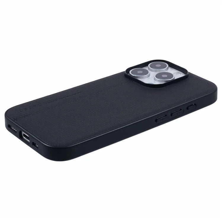 KIGC For iPhone 15 Pro Case Litchi Texture Leather Coated PC+TPU Phone Cover