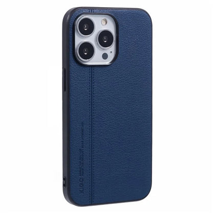 KIGC For iPhone 15 Pro Case Litchi Texture Leather Coated PC+TPU Phone Cover